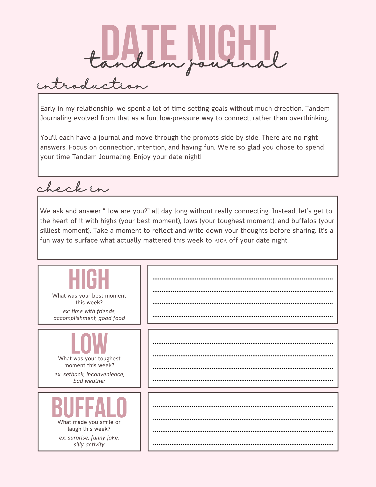 Tandem Journal: Date Night Edition