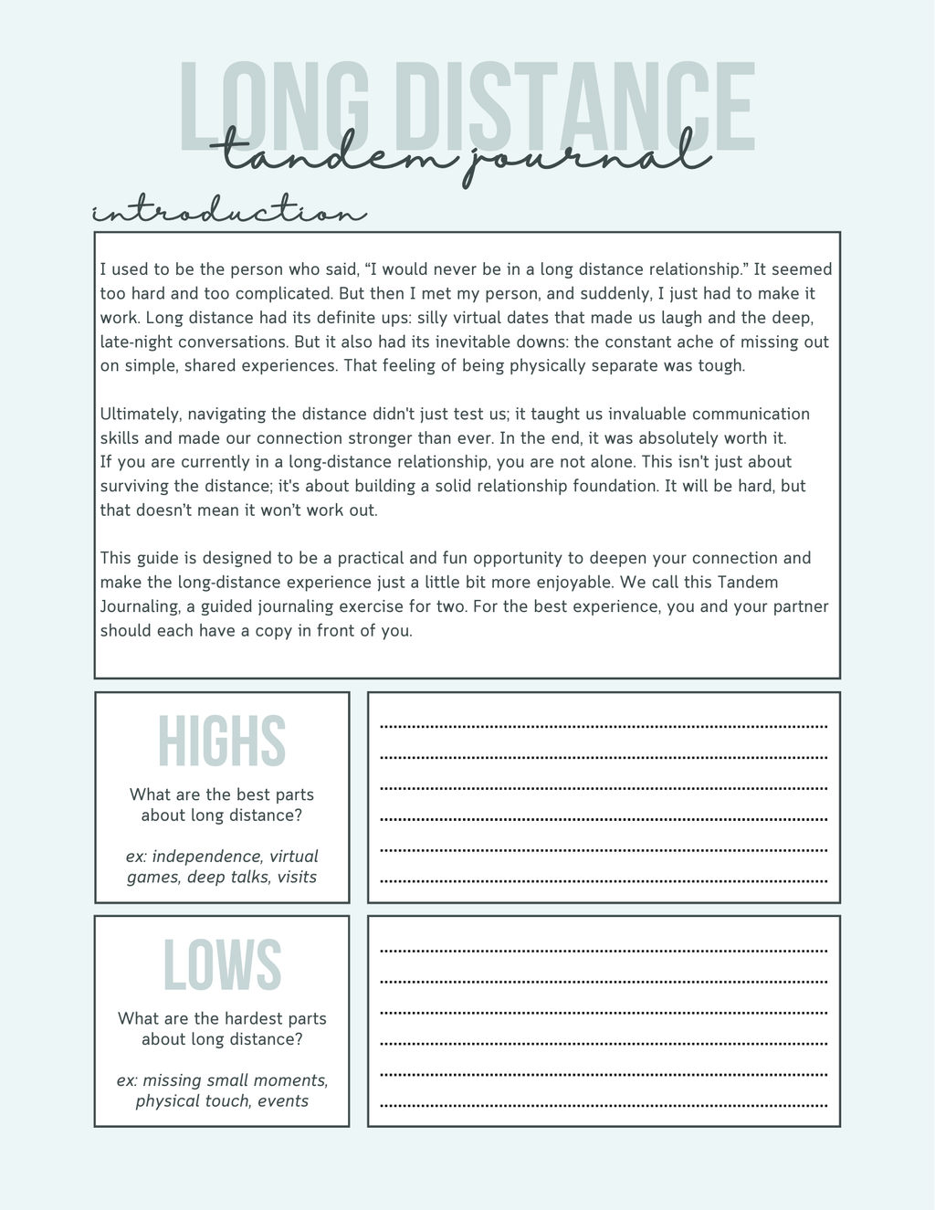 Tandem Journal: Long Distance Edition